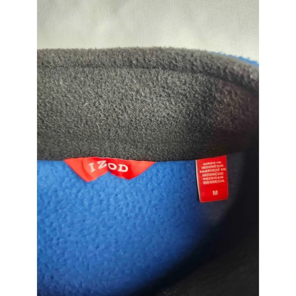 IZOD Fleece Vest Mens Medium Blue Full Zip Sleeveless Jacket Mock Neck Pockets